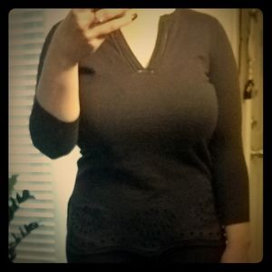 Beautiful LOFT size XS 3/4 sleeve navy blue shirt